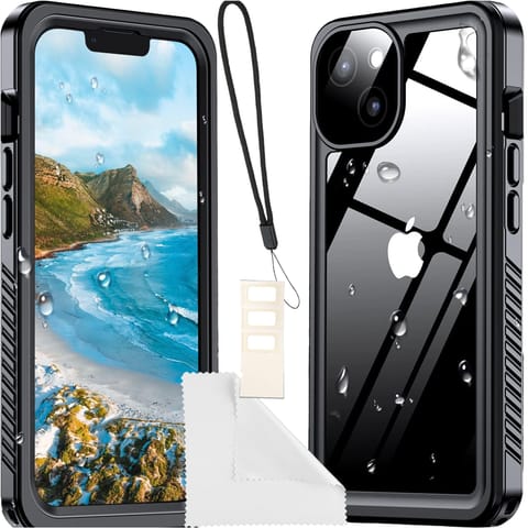 Etui do iPhone 14 wodoodporne pancerne 360 Case Hybrid ochrona aparatu obiektywów IP68 Waterproof czarne w sklepie Wasserman.eu