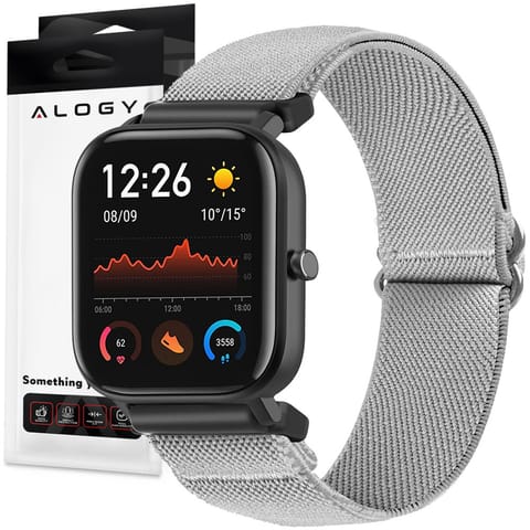 ⁨Pasek elastyczny Uniwersalny nylonowy Alogy Nylon opaska do zegarka Smartwatcha 22mm Szary⁩ w sklepie Wasserman.eu