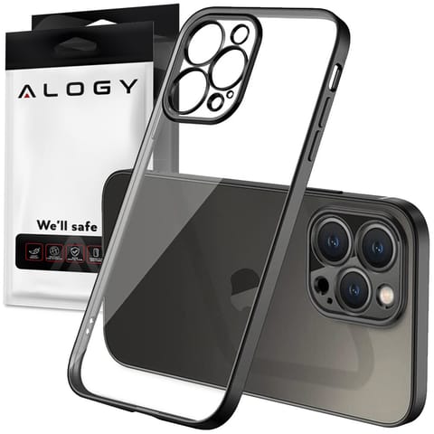 Etui Alogy TPU Luxury Case z osłonką na aparat do Apple iPhone 12 Pro czarno-przezroczyste w sklepie Wasserman.eu