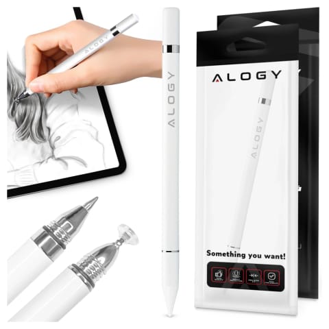 ⁨2in1 Alogy Stylus for Phone Screen Tablet with Pen White⁩ at Wasserman.eu