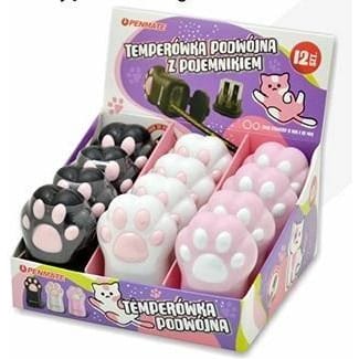 ⁨Temperówka podwójna z pojemnikiem KOCI ŁAPKA TT8834 PENMATE⁩ w sklepie Wasserman.eu