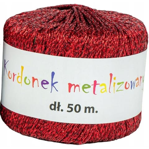 ⁨Kordonek metalizowany 2mmx50m czerwony KOB-04 ALIGA⁩ w sklepie Wasserman.eu