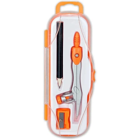 ⁨Cyrkiel szkolny z ołówkiem + temperówka w etui PC-102 pomarańczowy TT7636 PENMATE⁩ w sklepie Wasserman.eu