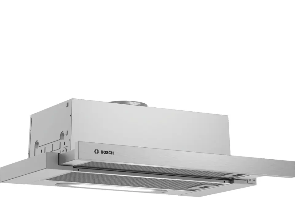 ⁨Bosch Serie 4 DFT63AC50 cooker hood Semi built-in (pull out) Silver 360 m³/h D⁩ at Wasserman.eu