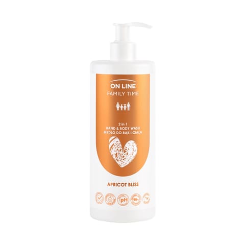⁨ON LINE Family Time Mydło do rąk i  ciała 2w1 - Apricot Bliss 500 ml⁩ w sklepie Wasserman.eu