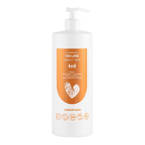⁨ON LINE Family Time Żel do mycia ciała ,włosów i twarzy 3w1 - Apricot Bliss  850 ml⁩ w sklepie Wasserman.eu