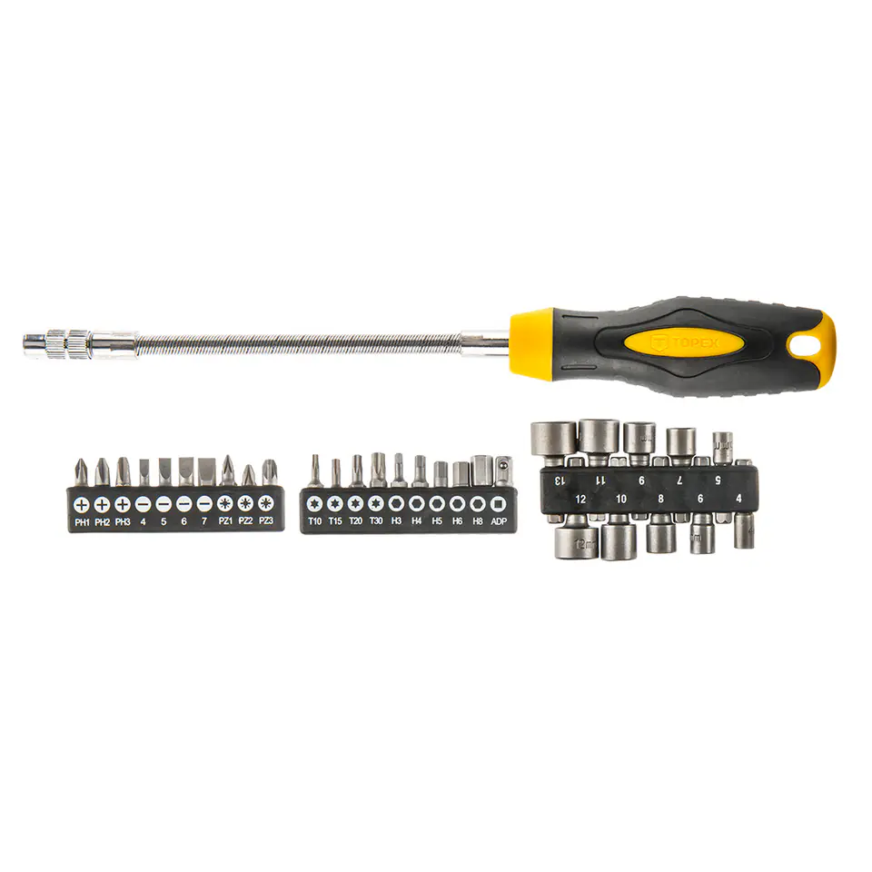 ⁨Screwdriver with flexible tip, set of 31 pcs. screwdriver bits and caps⁩ at Wasserman.eu