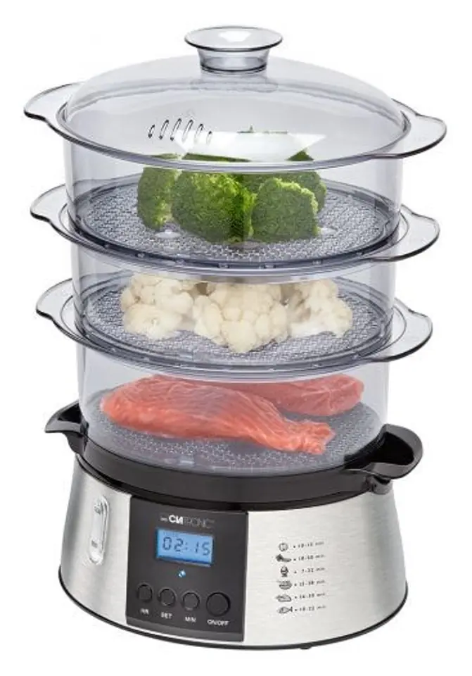 ⁨Clatronic DG 3547 steam cooker 3 basket(s) Black,Stainless steel 800 W⁩ at Wasserman.eu