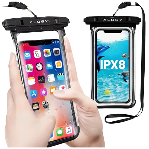 ⁨Etui wodoodporne Uniwersalne Alogy HydroShield™ IPX8 wodoszczelne uniwersalne do 6.5 Wodoodporna ochrona na plażę basen kajak Czarne⁩ w sklepie Wasserman.eu