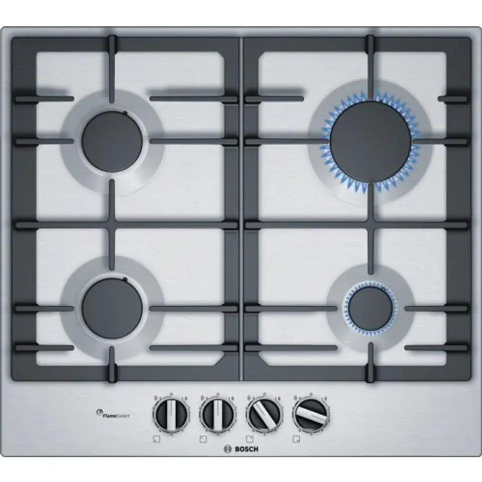 ⁨Bosch Serie 6 PCP6A5B90 hob Black, Stainless steel Built-in Gas 4 zone(s)⁩ at Wasserman.eu