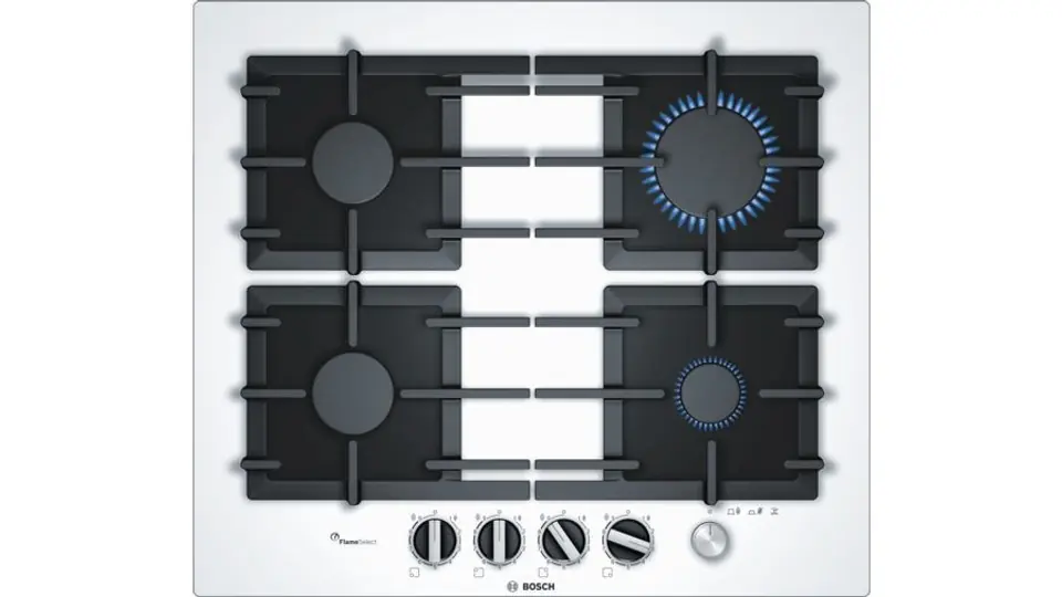 ⁨Płyta gazowa BOSCH PPP6A2M90 (4 pola grzejne; kolor biały)⁩ w sklepie Wasserman.eu