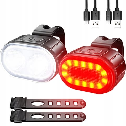 ⁨Bicycle Lamp Front LED T6 Light Front + Rear Waterproof Light⁩ at Wasserman.eu