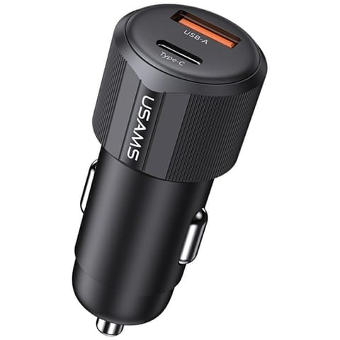 ⁨Ładowarka samochodowa USAMS YT Series    CC283 60W 1xUSB-A 1xUSB-C czarny⁩ w sklepie Wasserman.eu