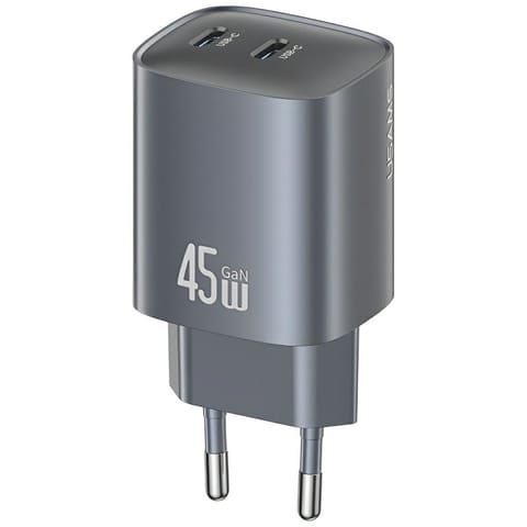 ⁨Ładowarka sieciowa USAMS CC305 T66 45W   GaN 2xUSB-C tarnish⁩ w sklepie Wasserman.eu