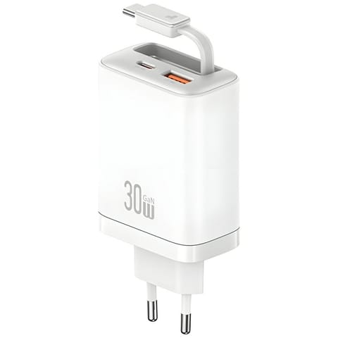 ⁨Ładowarka sieciowa USAMS Xiang Series    CC296 30W 1xUSB-C 1xUSB-A + kabel USB-C biały⁩ w sklepie Wasserman.eu