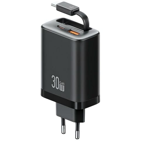 ⁨Ładowarka sieciowa USAMS Xiang Series    CC296 30W 1xUSB-C 1xUSB-A + kabel USB-C czarny⁩ w sklepie Wasserman.eu