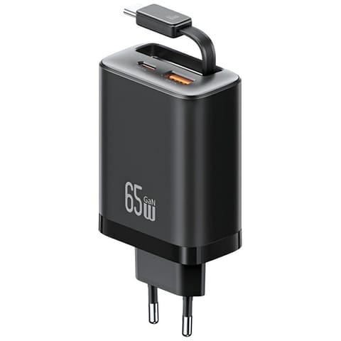 ⁨Ładowarka sieciowa USAMS Xiang Series    CC299 65W 1xUSB-C 1xUSB-A + kabel USB-C czarny⁩ w sklepie Wasserman.eu