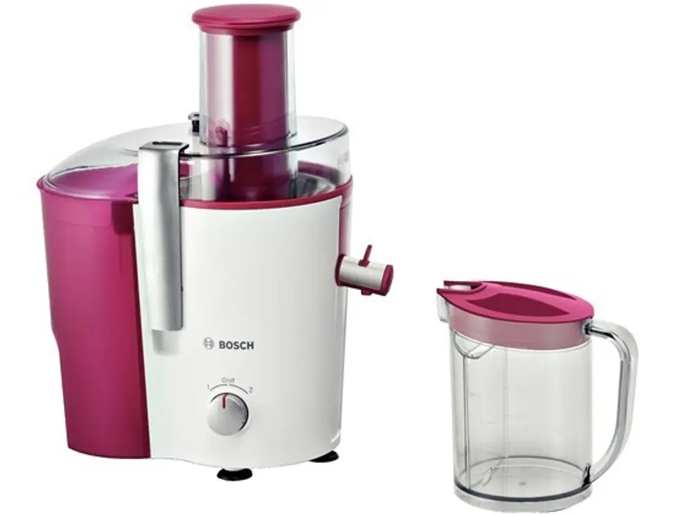 ⁨Bosch MES25C0 juice maker Centrifugal juicer 700 W Cherry, Transparent, White⁩ at Wasserman.eu