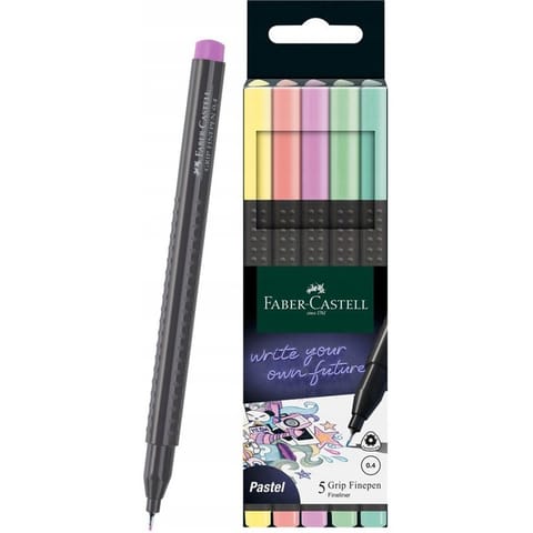 ⁨Cienkopisy GRIP 5 kolorów pastelowych 151602 FABER-CASTELL⁩ w sklepie Wasserman.eu