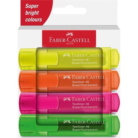 ⁨Zakreślacz 1546 4 kolory neonowe opakowanie kartonowe 254644 FABER-CASTELL⁩ w sklepie Wasserman.eu
