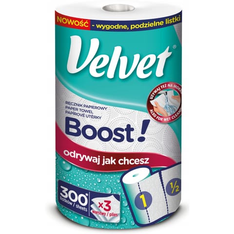 ⁨Ręcznik papierowy VELVET BOOST! Super Strong 300 listków 3 warstwy⁩ w sklepie Wasserman.eu