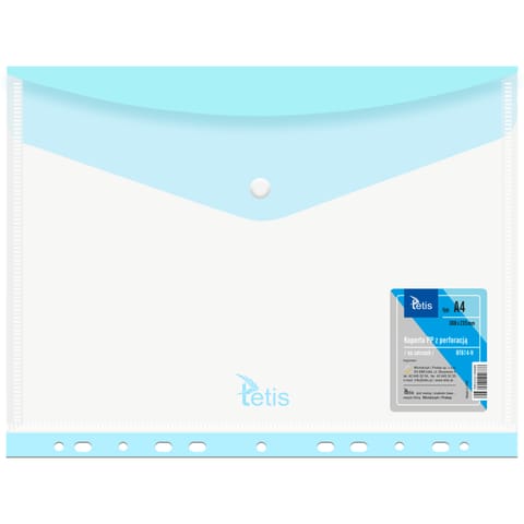 ⁨Koperta A4 PP na zatrzask z perforacją NIEBIESKA BT614-N TETIS⁩ w sklepie Wasserman.eu