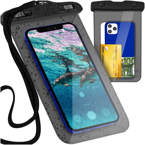 ⁨Etui saszetka wodoodporne wodoszczelne pokrowiec na telefon IPX8 przezroczyste okienko Czarne⁩ w sklepie Wasserman.eu
