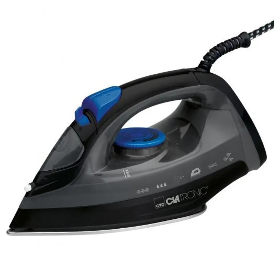 ⁨Clatronic DB 3703 iron Dry & Steam iron Stainless Steel soleplate 1800 W Black, Grey⁩ at Wasserman.eu