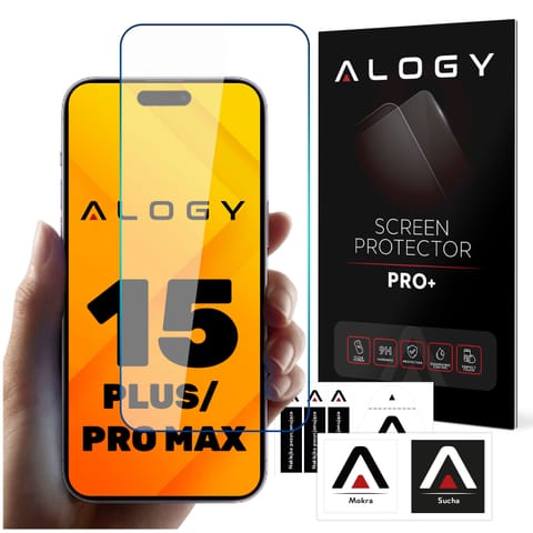 ⁨Szkło hartowane 9H do iPhone 15 Plus / 15 Pro Max / 16 Plus na ekran Alogy Screen Protector PRO+⁩ w sklepie Wasserman.eu