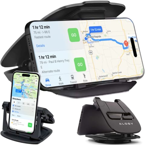 ⁨Uchwyt samochodowy na telefon gps kokpit deskę samochodu auta obrotowy 360 stopni do telefonu 6.5" Alogy Czarny⁩ w sklepie Wasserman.eu