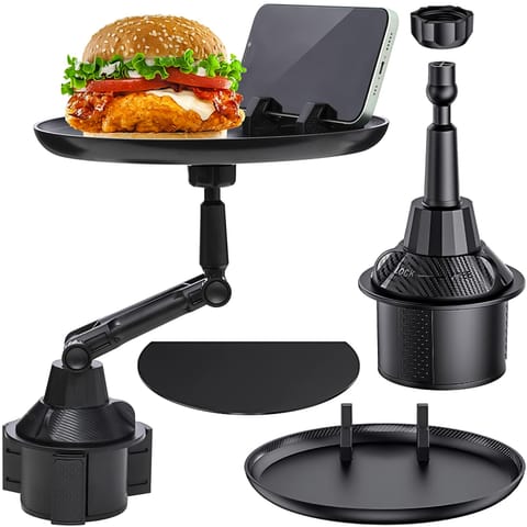 ⁨Stolik samochodowy podróżny taca tacka uchwyt na telefon jedzenie do auta Alogy Cup Holder Czarny⁩ w sklepie Wasserman.eu