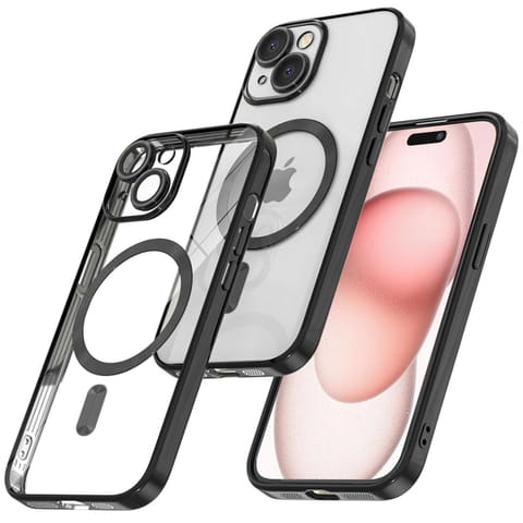 ⁨Etui MagSafe Case do iPhone 15 Plus Glamour Luxury obudowa Slim Ring Alogy Czarny przezroczysty⁩ w sklepie Wasserman.eu