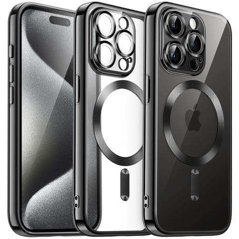 ⁨Etui MagSafe Case do iPhone 15 Pro Glamour Luxury obudowa Slim Ring Alogy Czarne przezroczyste⁩ w sklepie Wasserman.eu
