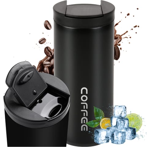 ⁨Termos kubek termiczny butelka bidon 400ml do kawy herbaty yerba mate Alogy Stalowy Czarny⁩ w sklepie Wasserman.eu