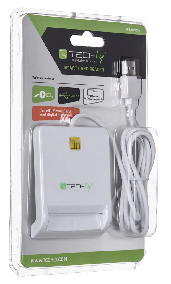 ⁨Techly Compact /Writer USB2.0 White I-CARD CAM-USB2TY smart card reader Indoor⁩ at Wasserman.eu