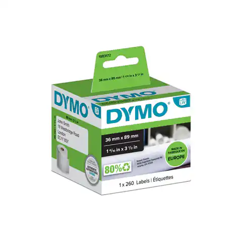 ⁨Dymo-Duża etykieta adresowa 89x36mm biała 1r/260szt⁩ w sklepie Wasserman.eu
