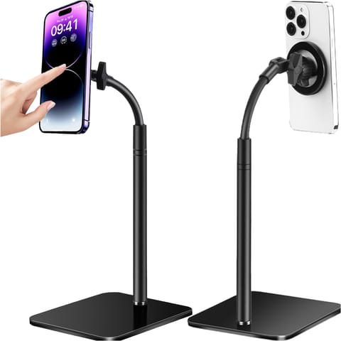 ⁨Stojak uchwyt na telefon do Mag Safe magnetyczny biurkowy Statyw teleskopowy do telefonu stal ABS Alogy Czarny⁩ w sklepie Wasserman.eu