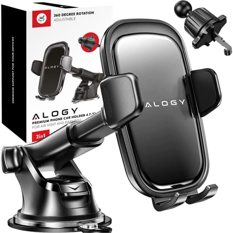 Uchwyt samochodowy na telefon szybę kratkę kokpit deskę do samochodu auta do telefonu 7" Alogy 3w1 Czarny w sklepie Wasserman.eu