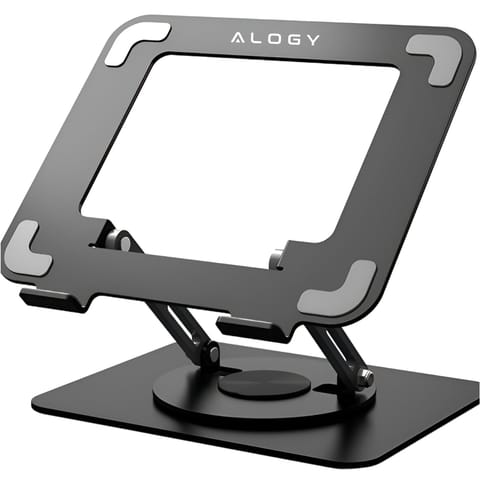 Stojak na laptopa Macbook'a 17 podstawka uchwyt stolik składany obrotowy 360 regulowany metalowy na biurko Alogy czarny w sklepie Wasserman.eu