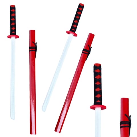 ⁨Drewniana Katana Miecz Do Zabawy Treningu Rekwizyt Czerwony 70cm⁩ w sklepie Wasserman.eu