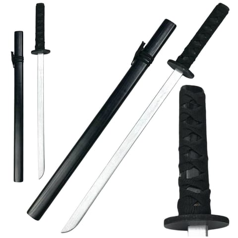 ⁨Drewniana Katana Miecz Do Zabawy Treningu Rekwizyt Czarny 70cm⁩ w sklepie Wasserman.eu