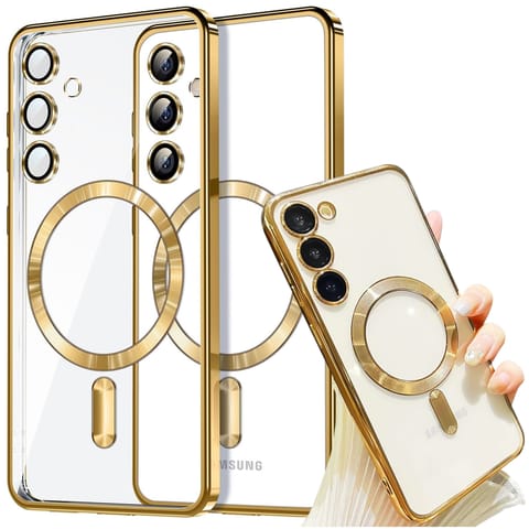 ⁨Etui do Samsung Galaxy S24+ Plus Mag Safe Glamour Case Ring obudowa ochrona aparatów Alogy Złote przezroczyste⁩ w sklepie Wasserman.eu