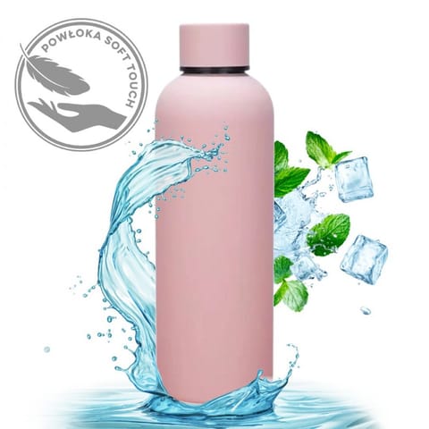 ⁨BUTELKA, BIDON TERMICZNY, TERMOS 500ML, STAL NIERDZEWNA Z POWŁOKĄ SOFT TOUCH -  JASNY RÓŻ BD46R⁩ w sklepie Wasserman.eu