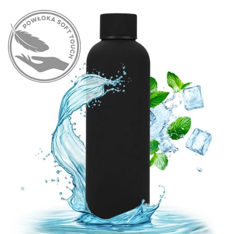 ⁨BUTELKA, BIDON TERMICZNY, TERMOS 500ML, STAL NIERDZEWNA Z POWŁOKĄ SOFT TOUCH - CZARNY BD46CZ⁩ w sklepie Wasserman.eu