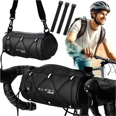 Torba rowerowa sakwa 2.5L uchwyt na rower kierownicę ramę saszetka etui pokrowiec 23.6x10.5x10cm (S) Alogy Sport czarna w sklepie Wasserman.eu