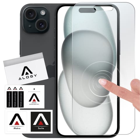 ⁨Szkło hybrydowe do Apple iPhone 15 Plus / 16 Plus na ekran Alogy Flexi Glass 9H Case Friendly płaskie na ekran⁩ w sklepie Wasserman.eu