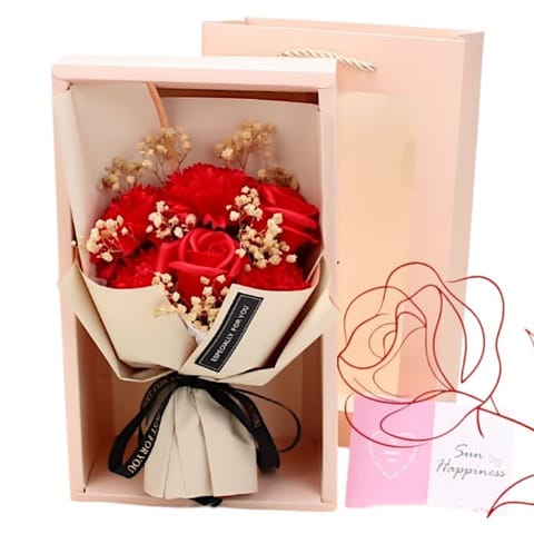 ⁨Bukiet zapachowych kwiatów mydlanych w pudełku 6 szt. flower box BUK09CZE⁩ w sklepie Wasserman.eu