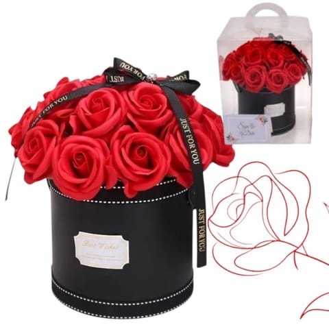 ⁨Flower box, bukiet zapachowych kwiatów mydlanych w pudełku 21szt. BUK08CZE⁩ w sklepie Wasserman.eu