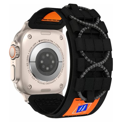 ⁨Pasek nylonowy Alogy Nylon Strap band na rzep do Apple Watch 42/44/45/49mm Czarny⁩ w sklepie Wasserman.eu