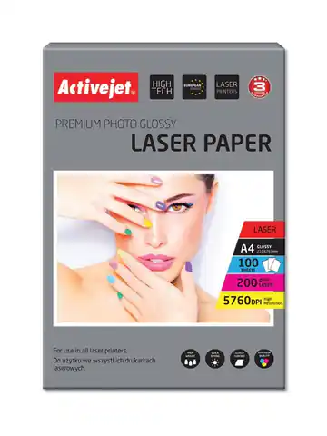 ⁨Activejet AP4-200G100L photo paper for laser printers; A4; 100 pcs⁩ at Wasserman.eu